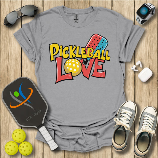 Pickleball Love T-Shirt - Sport Grey - DTR Style - Pickleball T-Shirt