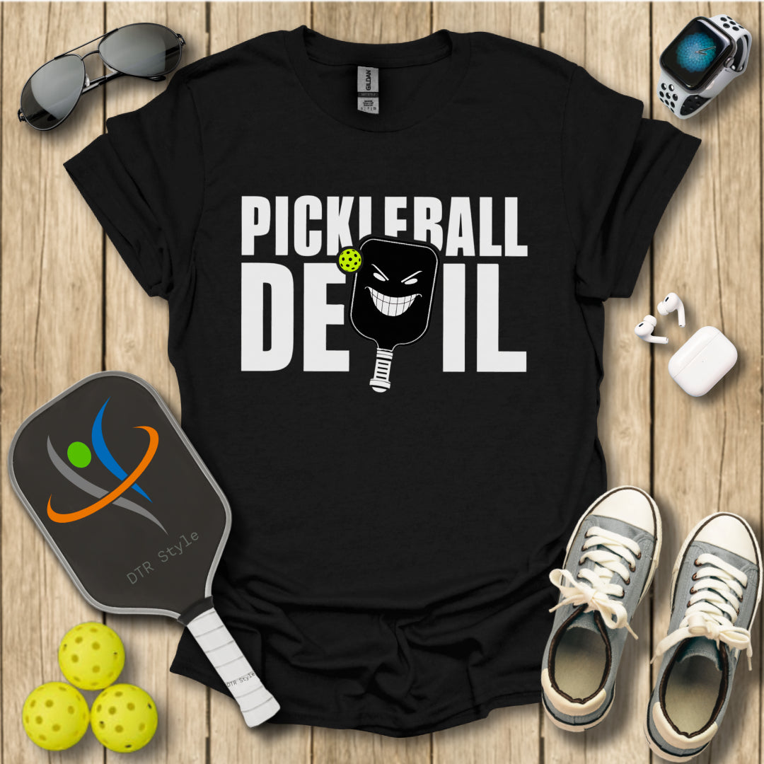 Pickleball Devil T-Shirt - Black - DTR Style - Pickleball T-Shirt