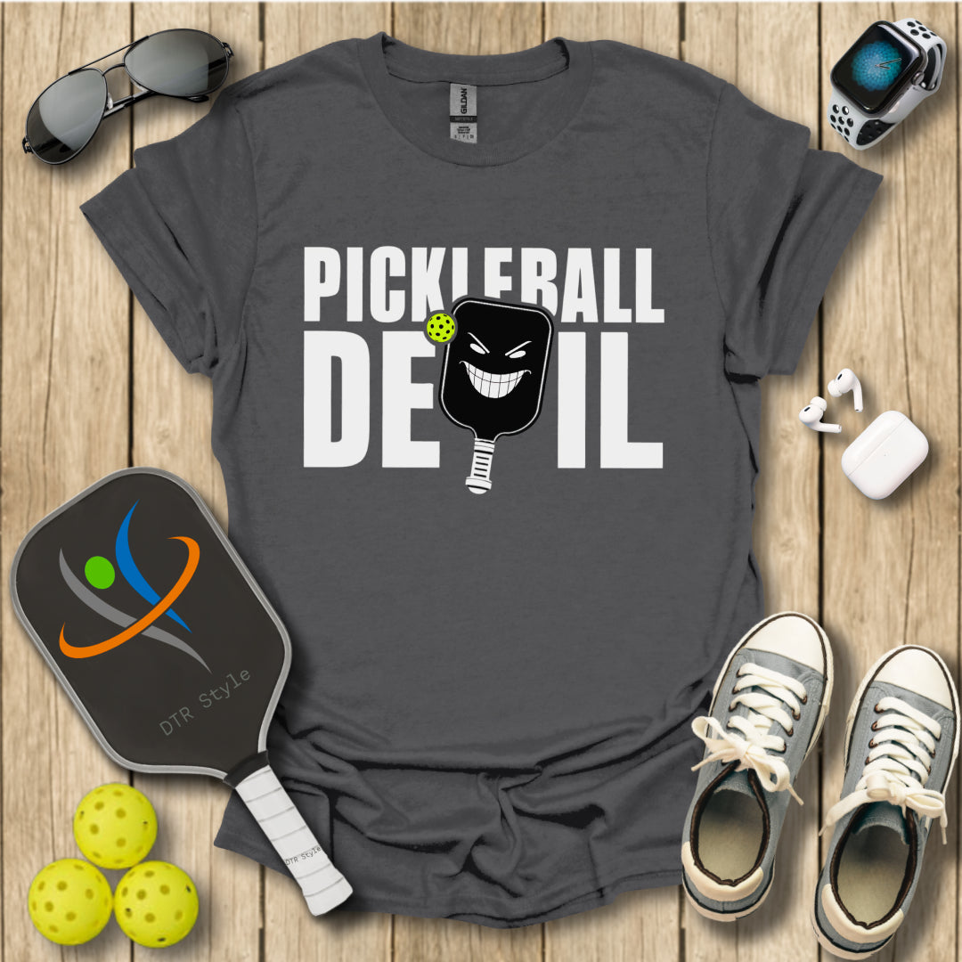 Pickleball Devil T-Shirt - Charcoal - DTR Style - Pickleball T-Shirt