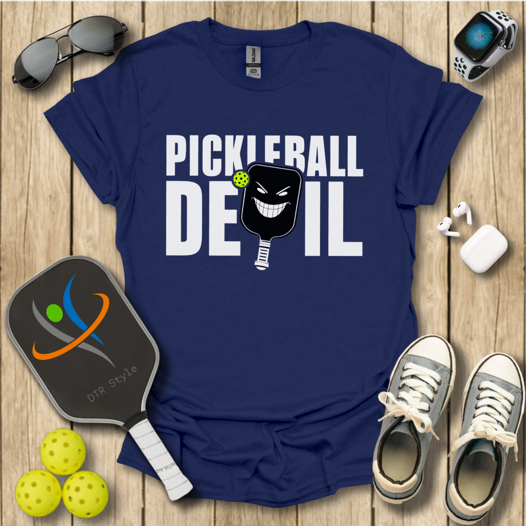 Pickleball Devil T-Shirt - Navy - DTR Style - Pickleball T-Shirt