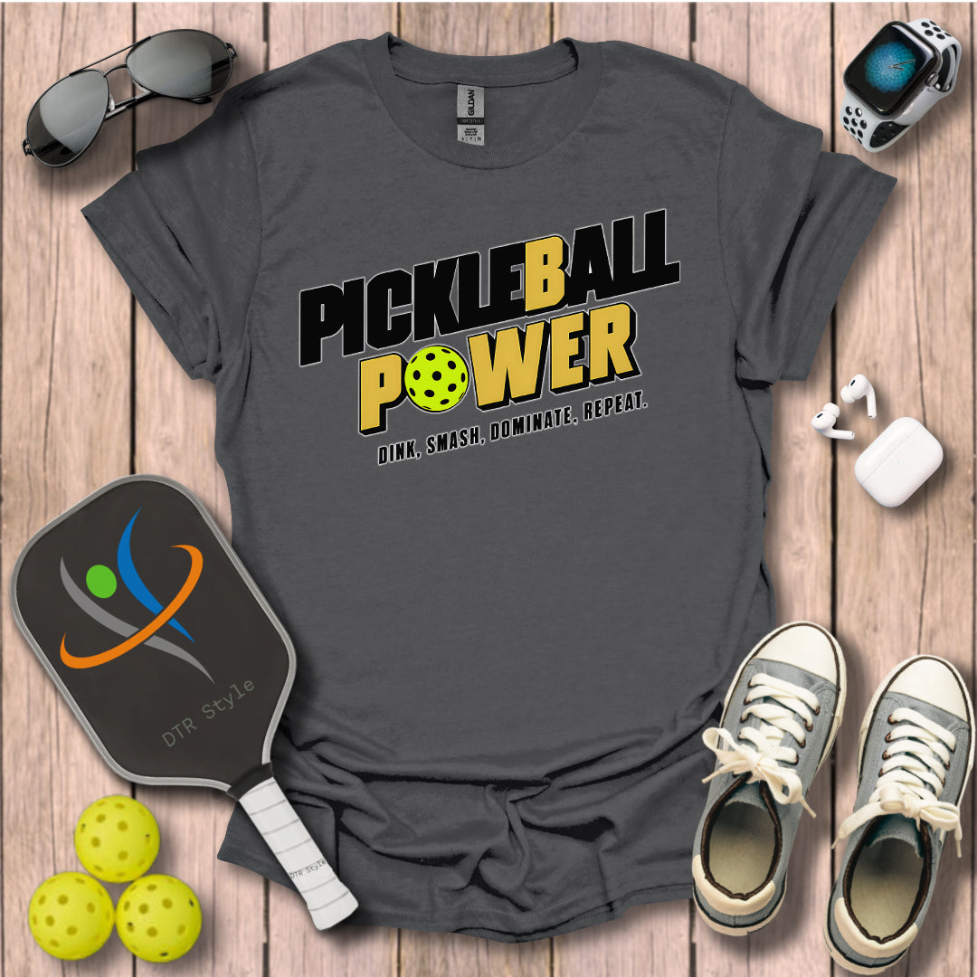 Pickleball Power T-Shirt - Charcoal - DTR Style - Pickleball T-Shirt