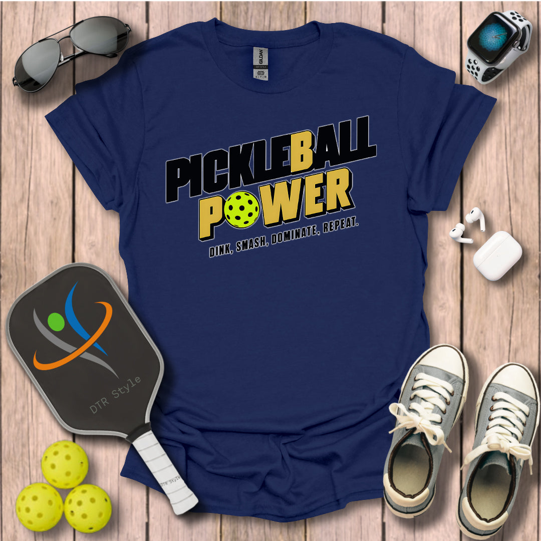 Pickleball Power T-Shirt - Navy - DTR Style - Pickleball T-Shirt