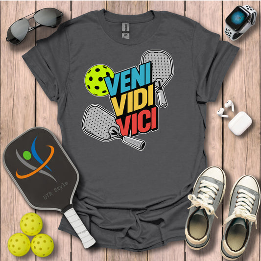 Veni Vidi Vici T-Shirt - Charcoal - DTR Style - Pickleball T-Shirt