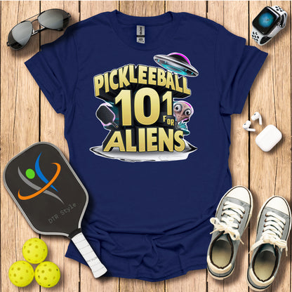 Pickleball 101 for Aliens T-Shirt - Navy - DTR Style - Pickleball T-Shirt