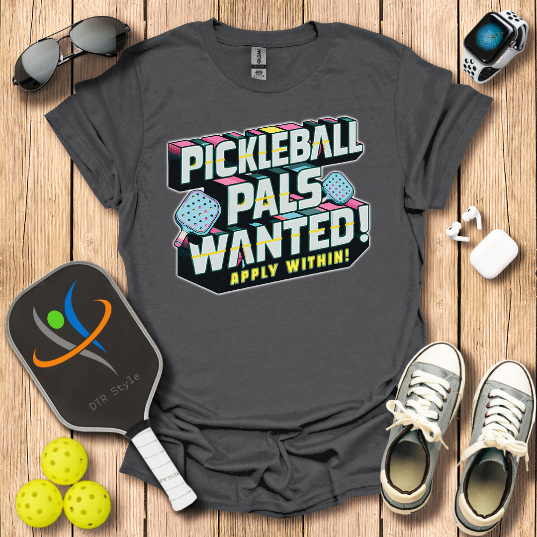 Pickleball Palls Wanted T-Shirt - Charcoal - DTR Style - Pickleball T-Shirt