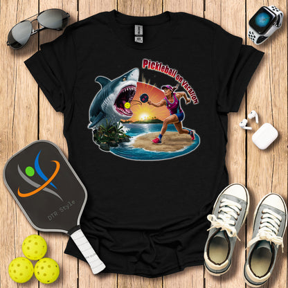 Pickleball On Vacation T-Shirt - Black - DTR Style - Pickleball T-Shirt