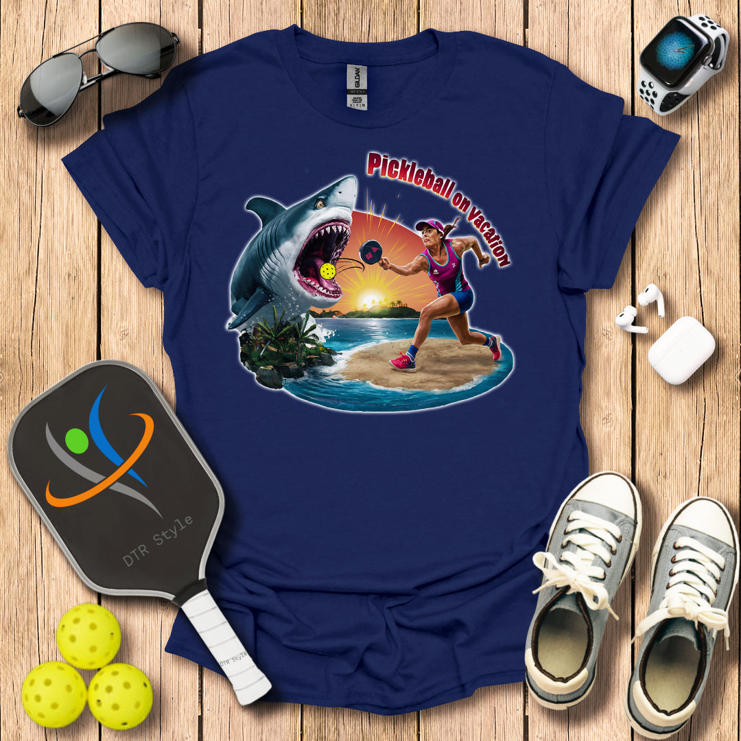 Pickleball On Vacation T-Shirt - Navy - DTR Style - Pickleball T-Shirt