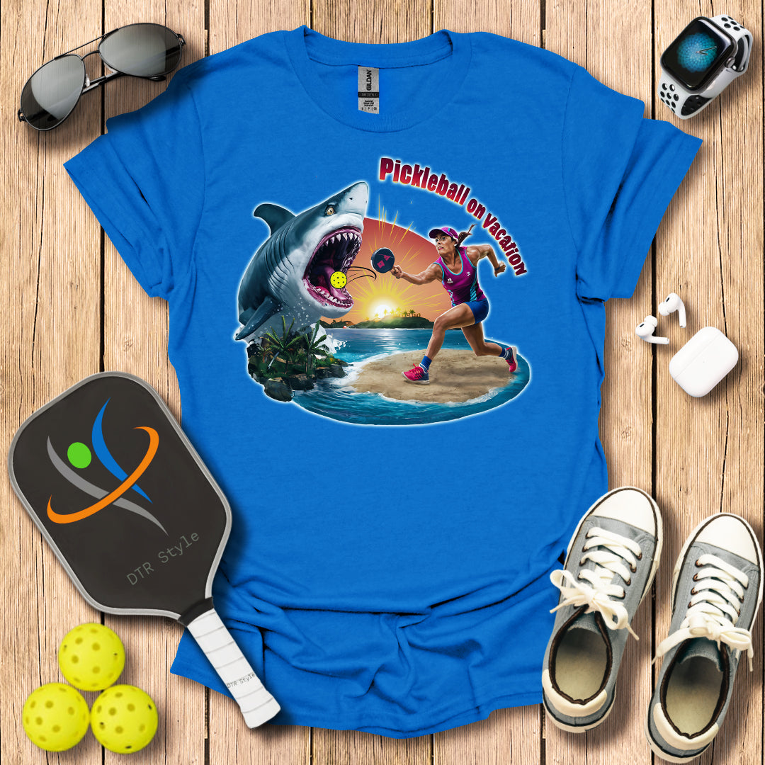 Pickleball On Vacation T-Shirt - Royal - DTR Style - Pickleball T-Shirt