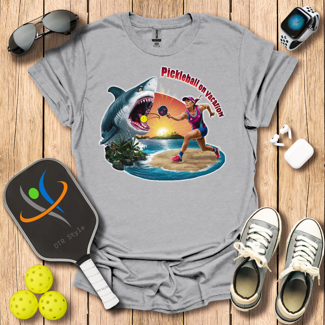 Pickleball On Vacation T-Shirt - Sport Grey - DTR Style - Pickleball T-Shirt