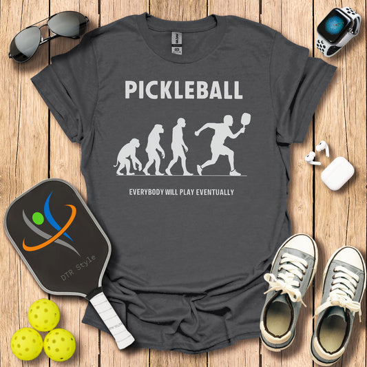 Pickleball Evolution T-Shirt (#1) - Charcoal - DTR Style - Pickleball T-Shirt