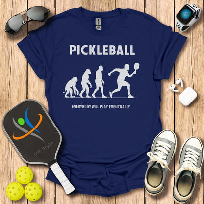 Pickleball Evolution T-Shirt (#1) - Navy - DTR Style - Pickleball T-Shirt