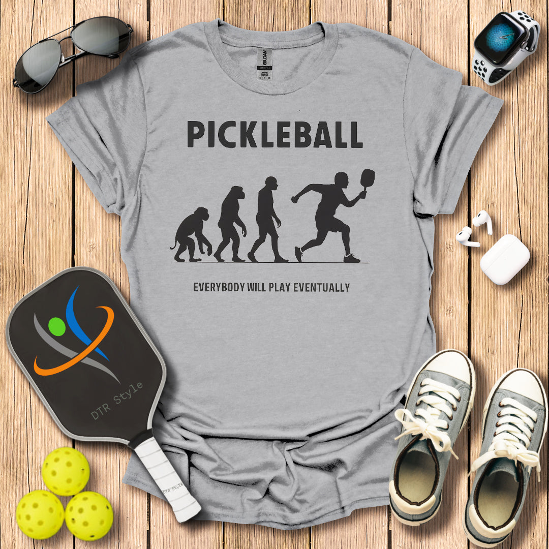 Pickleball Evolution T-Shirt (#1) - Sport Grey - DTR Style - Pickleball T-Shirt