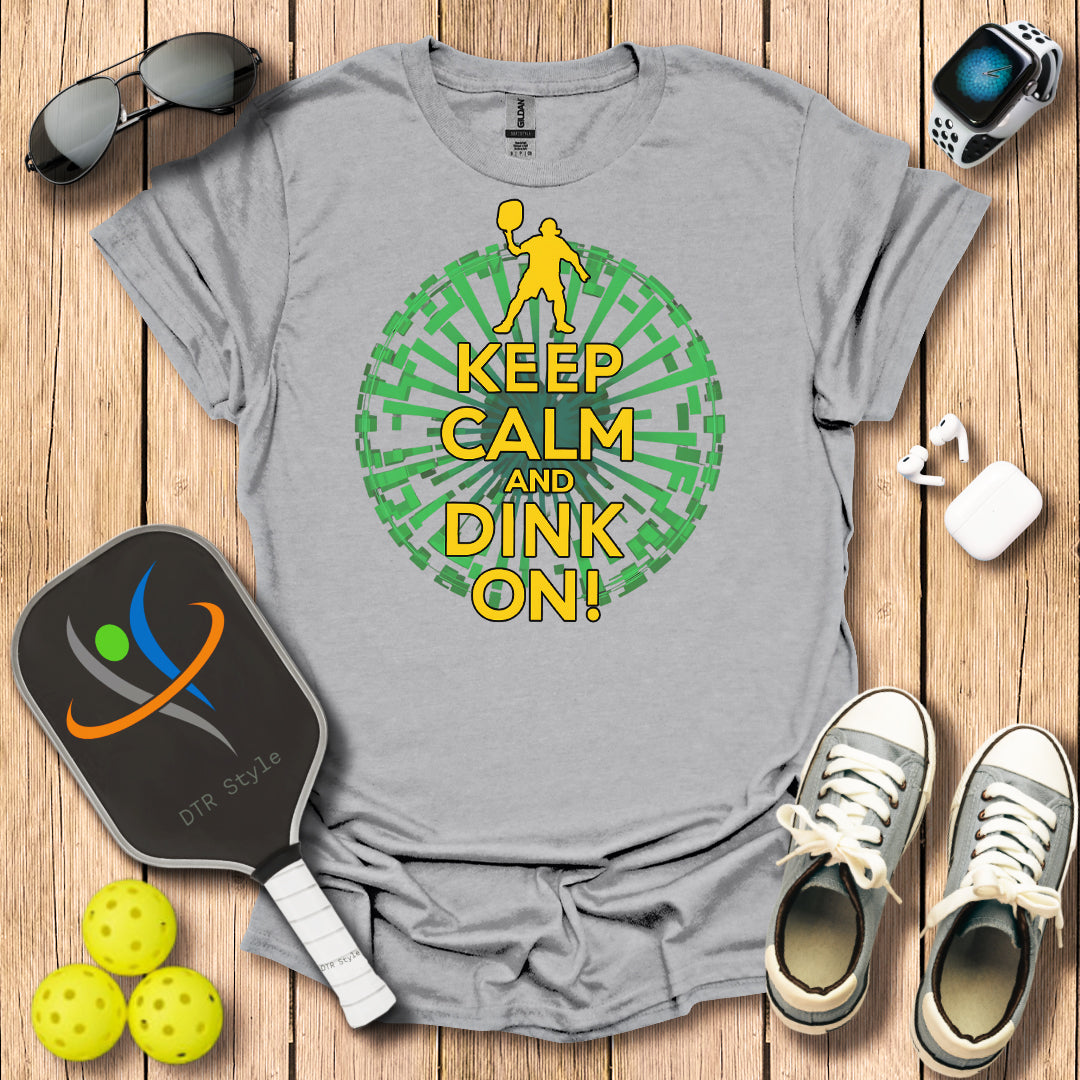 Keep Calm and Dink On T-Shirt - Sport Grey - DTR Style - Pickleball T-Shirt