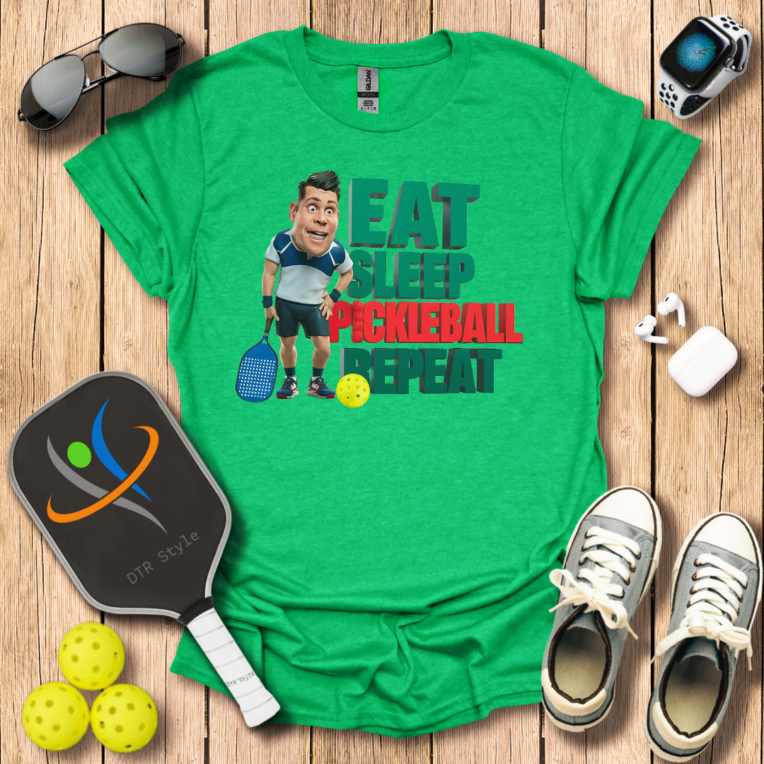 Eat Sleep Repeat T-Shirt (#1) - Heather Irish Green - DTR Style - Pickleball T-Shirt