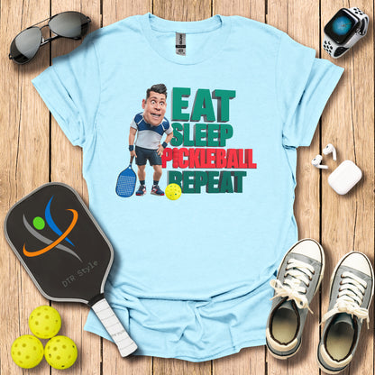 Eat Sleep Repeat T-Shirt (#1) - Light Blue - DTR Style - Pickleball T-Shirt