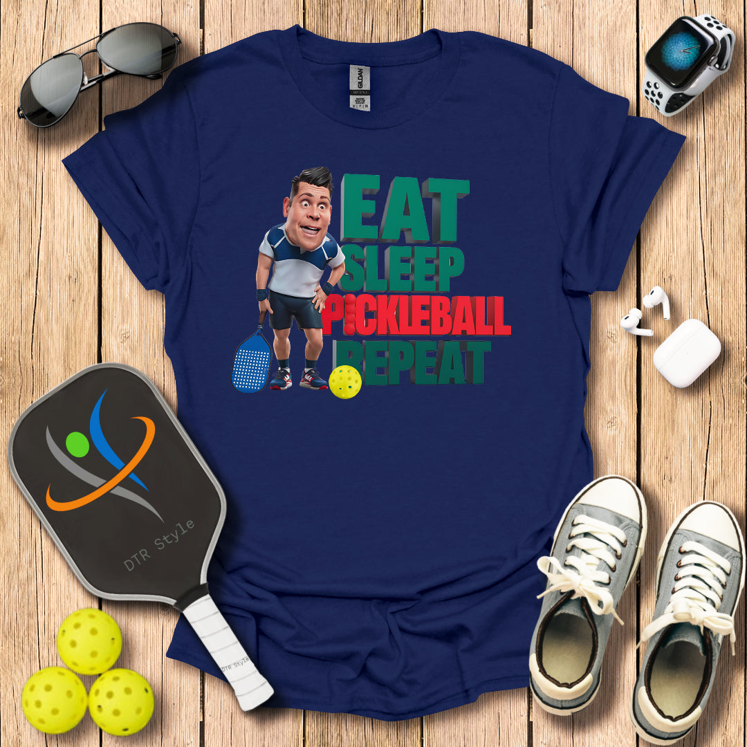 Eat Sleep Repeat T-Shirt (#1) - Navy - DTR Style - Pickleball T-Shirt