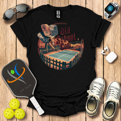 Old School Cool T-Shirt (#1) - Black - DTR Style - Pickleball T-Shirt