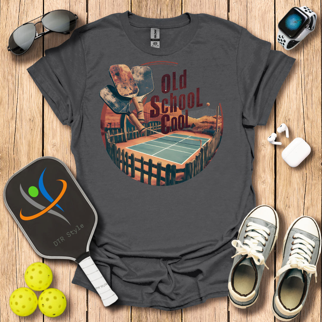 Old School Cool T-Shirt (#1) - Charcoal - DTR Style - Pickleball T-Shirt