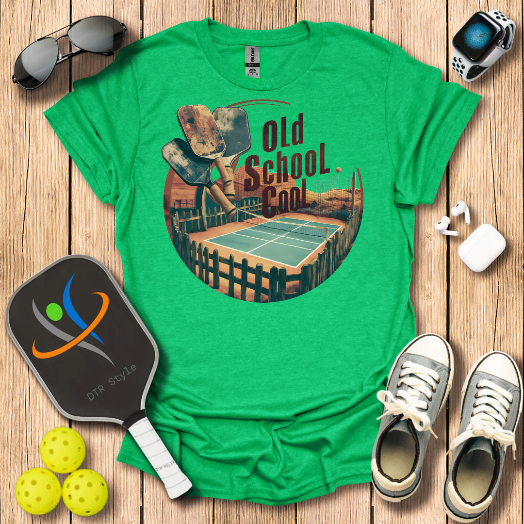 Old School Cool T-Shirt (#1) - Heather Irish Green - DTR Style - Pickleball T-Shirt