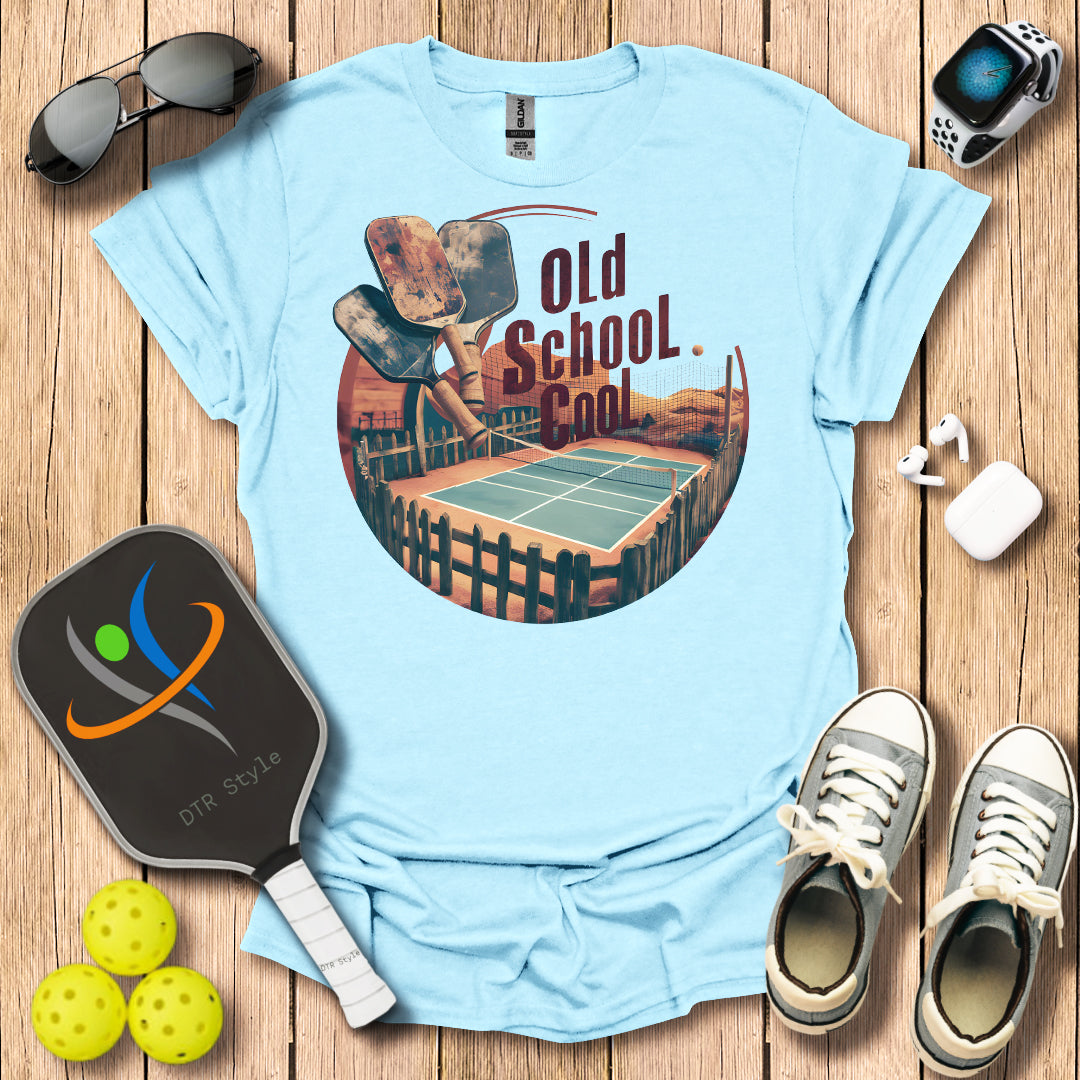 Old School Cool T-Shirt (#1) - Light Blue - DTR Style - Pickleball T-Shirt