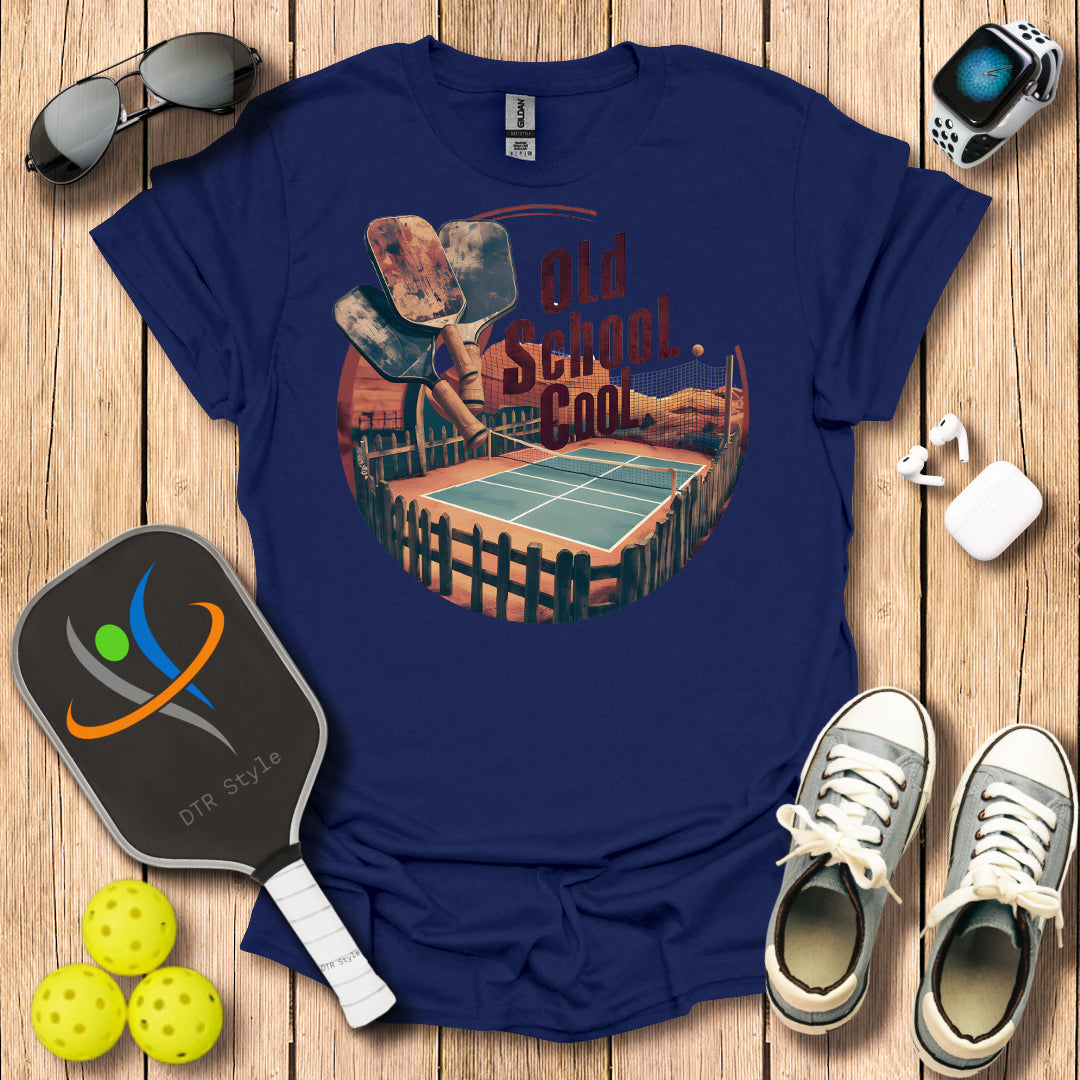 Old School Cool T-Shirt (#1) - Navy - DTR Style - Pickleball T-Shirt