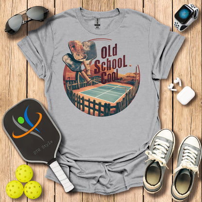 Old School Cool T-Shirt (#1) - Sport Grey - DTR Style - Pickleball T-Shirt