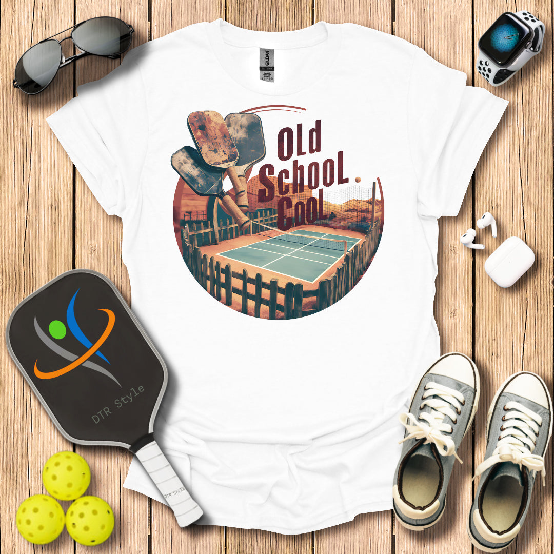 Old School Cool T-Shirt (#1) - White - DTR Style - Pickleball T-Shirt