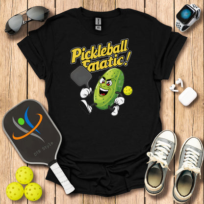 Pickleball Fanatic T-Shirt (#2) - Black - DTR Style - Pickleball T-Shirt