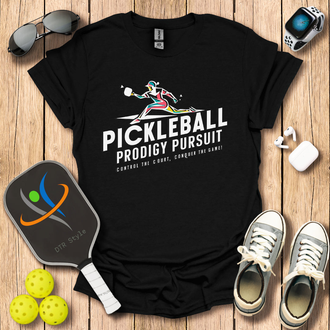 Pickleball Prodigy Pursuit T-Shirt - Black - DTR Style - Pickleball T-Shirt