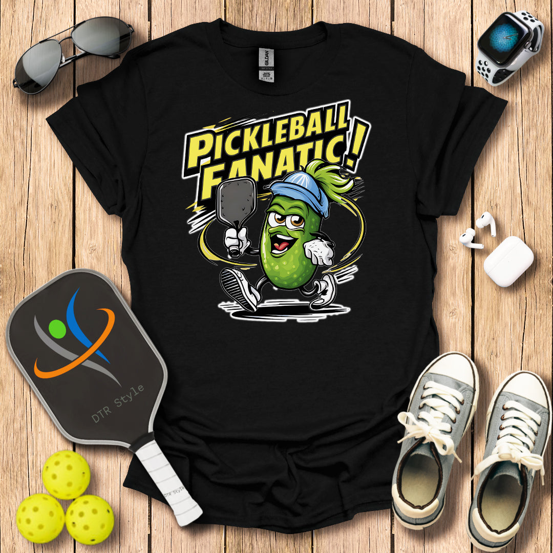 Pickleball Fanatic T-Shirt (#1) - Black - DTR Style - Pickleball T-Shirt