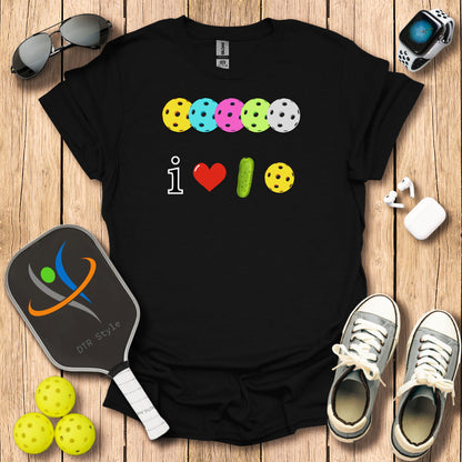 I Love Pickleball T-Shirt (#3) - Black - DTR Style - Pickleball T-Shirt