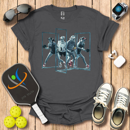 Pickleball Three Frames Art T-Shirt (#4) - Charcoal - DTR Style - Pickleball T-Shirt