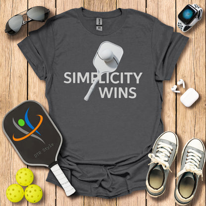 Simplicity Wins T-Shirt - Charcoal - DTR Style - Pickleball T-Shirt