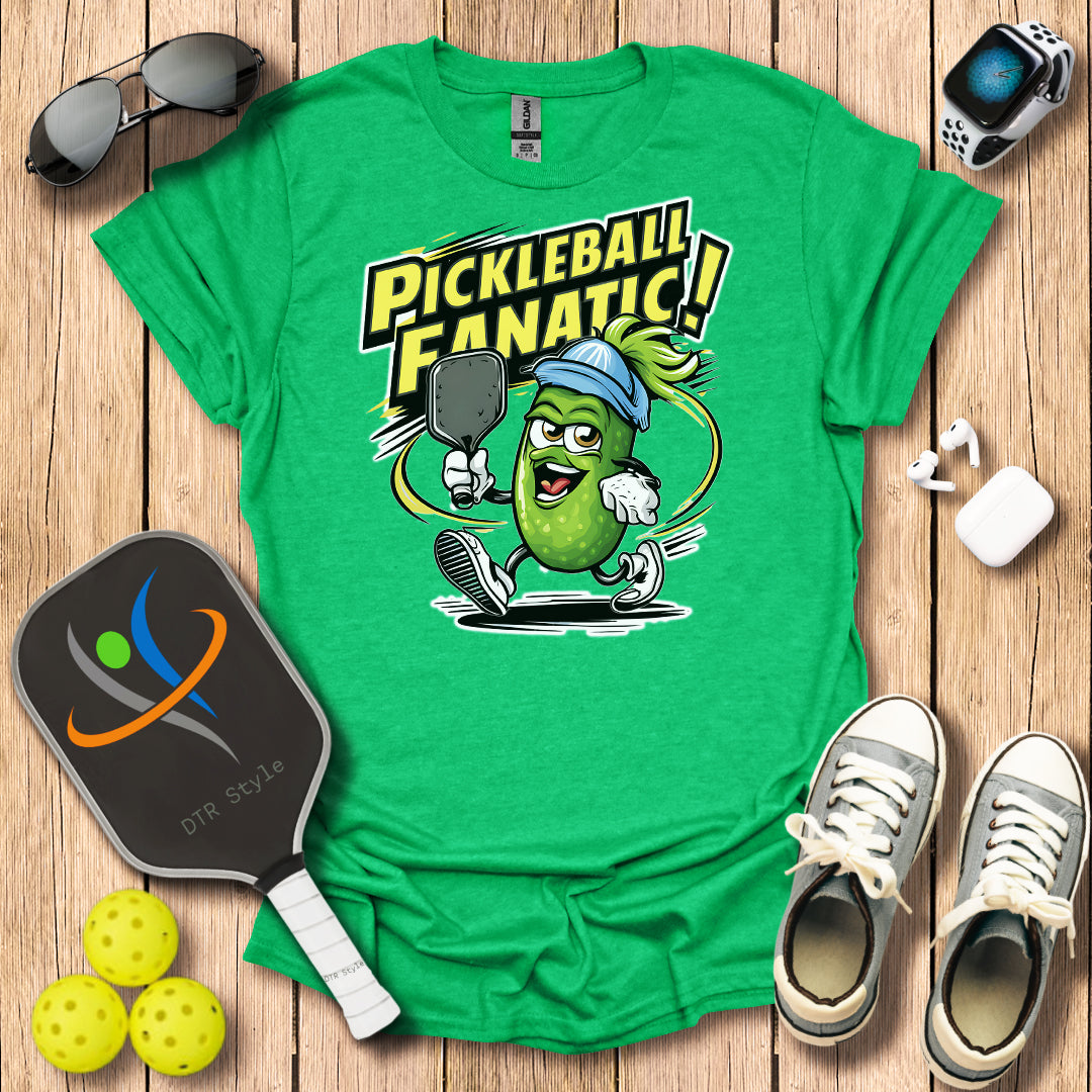 Pickleball Fanatic T-Shirt (#1) - Heather Irish Green - DTR Style - Pickleball T-Shirt