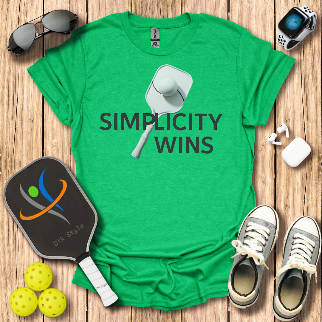 Simplicity Wins T-Shirt - Heather Irish Green - DTR Style - Pickleball T-Shirt