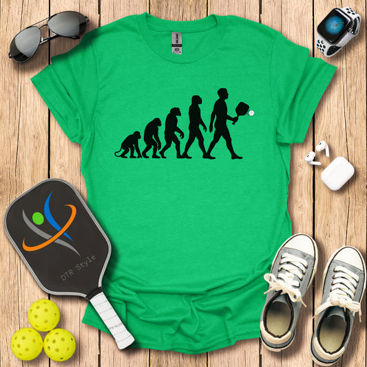 Pickleball Evolution T-Shirt (#2) - Heather Irish Green - DTR Style - Pickleball T-Shirt