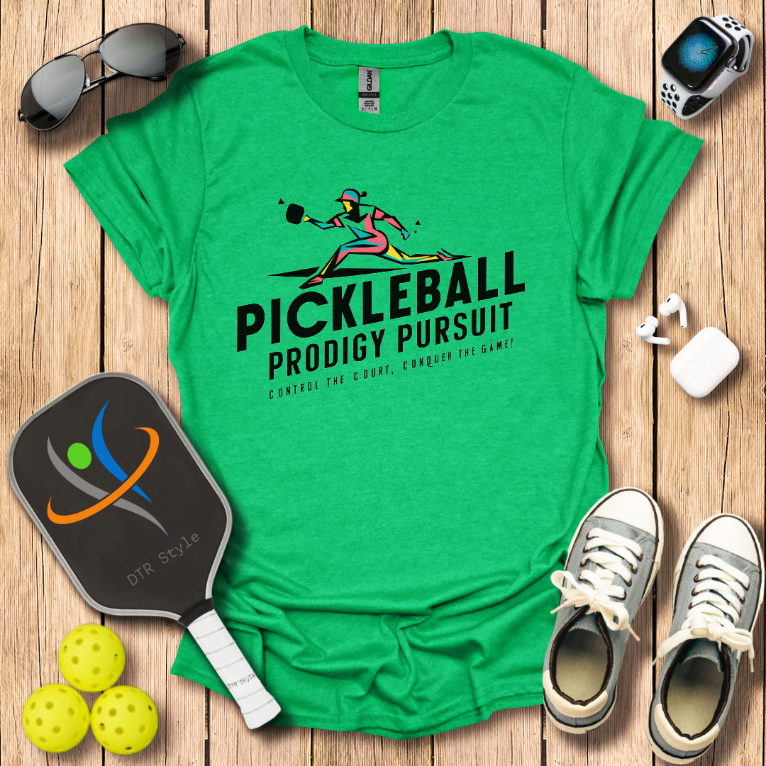 Pickleball Prodigy Pursuit T-Shirt - Heather Irish Green - DTR Style - Pickleball T-Shirt