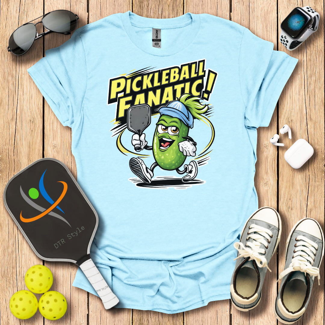 Pickleball Fanatic T-Shirt (#1) - Light Blue - DTR Style - Pickleball T-Shirt