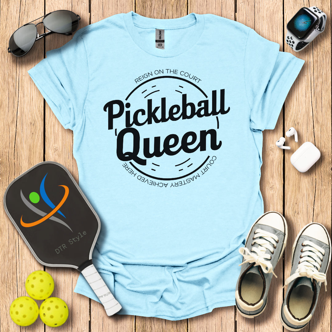 Pickleball Queen T-Shirt - Light Blue - DTR Style - Pickleball T-Shirt