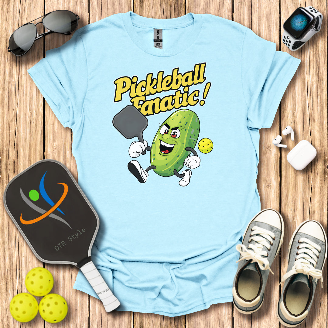 Pickleball Fanatic T-Shirt (#2) - Light Blue - DTR Style - Pickleball T-Shirt