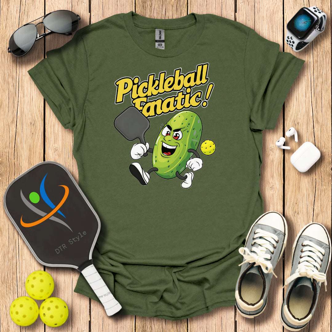 Pickleball Fanatic T-Shirt (#2) - Military Green - DTR Style - Pickleball T-Shirt