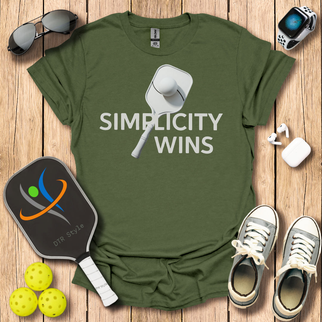 Simplicity Wins T-Shirt - Military Green - DTR Style - Pickleball T-Shirt