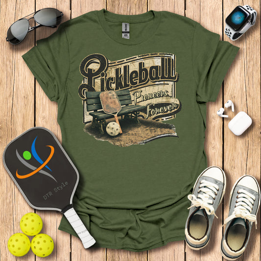 Pickleball Pioneers Forever T-Shirt - Military Green - DTR Style - Pickleball T-Shirt