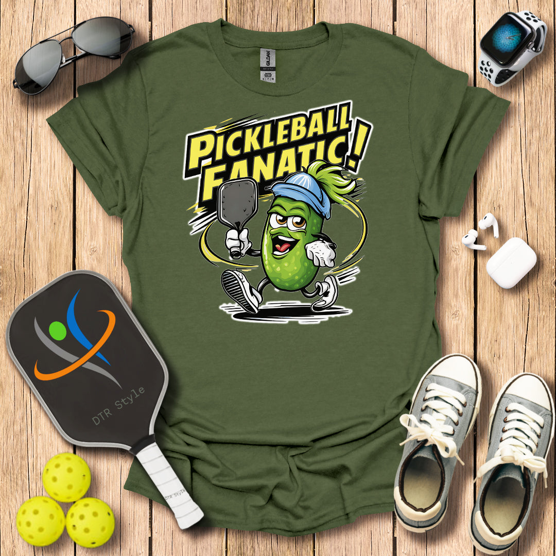 Pickleball Fanatic T-Shirt (#1) - Military Green - DTR Style - Pickleball T-Shirt