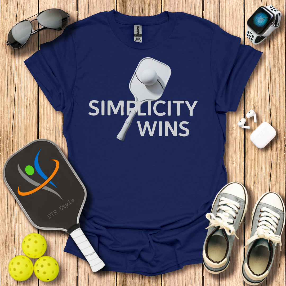 Simplicity Wins T-Shirt - Navy - DTR Style - Pickleball T-Shirt