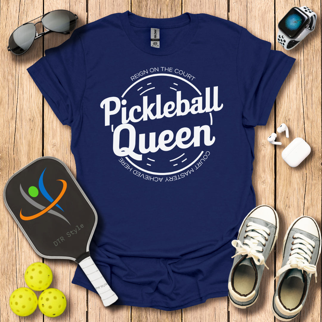 Pickleball Queen T-Shirt - Navy - DTR Style - Pickleball T-Shirt