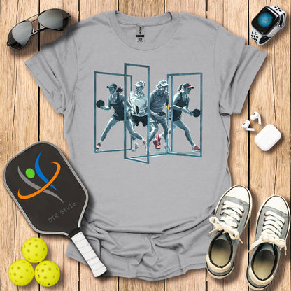 Pickleball Three Frames Art T-Shirt (#4) - Sport Grey - DTR Style - Pickleball T-Shirt