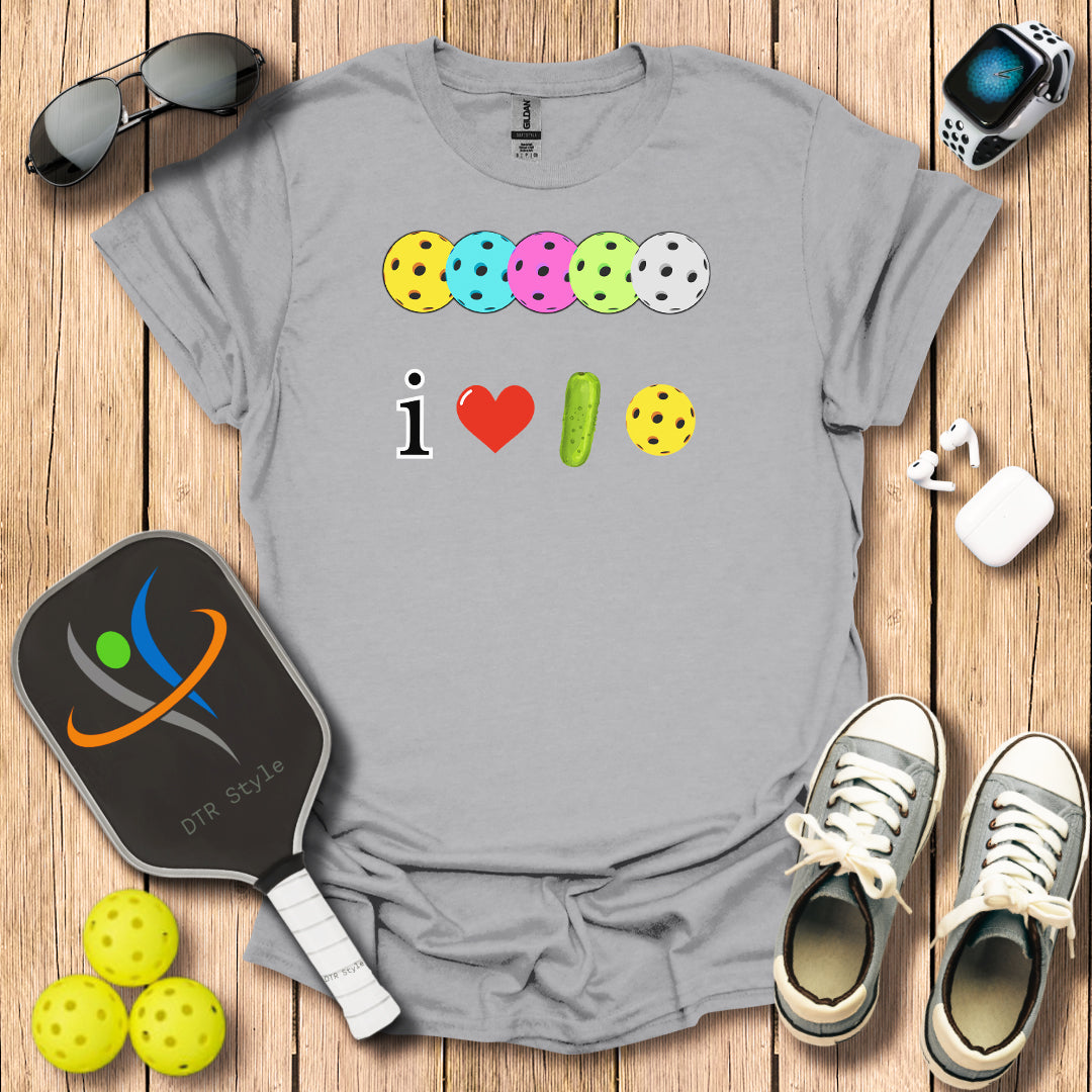 I Love Pickleball T-Shirt (#3) - Sport Grey - DTR Style - Pickleball T-Shirt