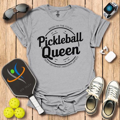 Pickleball Queen T-Shirt - Sport Grey - DTR Style - Pickleball T-Shirt