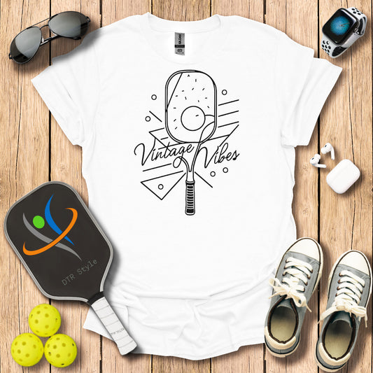 Vintage Vibes T-Shirt (#3) - White - DTR Style - Pickleball T-Shirt